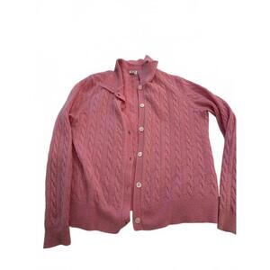 Alex Mill Pink Cable Knit Button-Up Cardigan Sweater